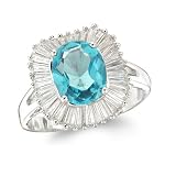 Sterling Silver Created Aqua & Cubic Zirconia Ballerina Ring by Cheline