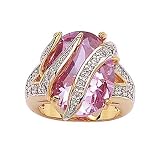 18K Gold Plated Pink & Clear Cubic Zirconia Luxury Band Ring