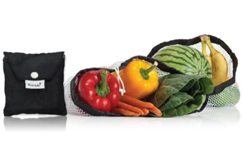 BlueAvocado Reusable Vegetable Grocery Kit, Medium, Black