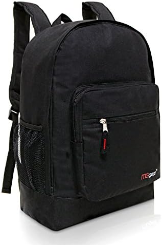 MGgear® 17.5 Inch Kids Black School Book Bag / Lightweight Outdoor Backpack