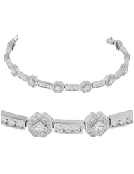 Diamond Bracelet - Floral Asscher Diamond Tennis Bracelet in 18k White Gold