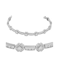 Diamond Bracelet - Floral Asscher Diamond Tennis Bracelet in Platinum