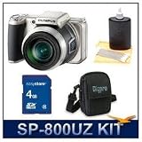 Olympus SP-800UZ Digital Camera, 14 Megapixels, 30x Wide-Angle 28mm Optical Zoom, 3.0" LCD Monitor, 4 GB Memory Card, Deluxe Carrying Case, and Lens Cleaning Kit