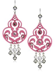 Tarina Tarantino "Classic" Fuchsia&Grey Chandelier Style Earrings
