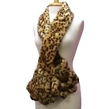 Cheetah Animal Print Faux Fur Scarf W/ Paw Pocket Mittens