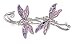 Jewelry : Handmade sterling silver and vitreous plique-a-jour enamel lavender double dragonfly pin or brooch with presentation box