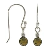 Sterling Silver Small Olive green cz disco ball Earrings