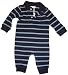 Infant Ralph Lauren Polo Long Sleeve Baby Rompler Navy with Blue Stripes and Red Pony