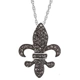 Sterling Silver 1/4ct TDW Black Diamond Fleur De Lis Necklace (G-H, I1-I2)