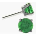 Genuine 3mm Emerald 14 Karat White Gold Round Earrings by 