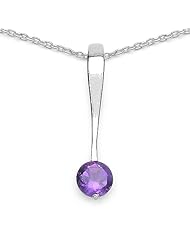 0.50 Carat Genuine Amethyst 925 Sterling Silver Pendant