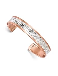 Leslies Sterling Silver and Rose Gold plated Diamond cut Cuff Bangle