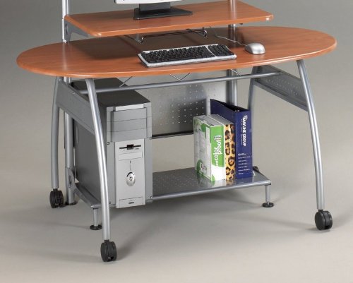 Buy Home Office Desk in Medium Cherry/Metallic Gray – Mayline Office Furniture – 915MEC