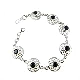 Indian Jewellery Handmade Sterling Silver Bracelet Onyx 7.75 inches