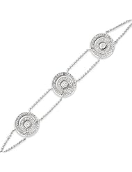 Sterling Silver CZ Circle Bracelet - 7 Inch