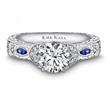 Kirk Kara Dahlia Engagement Ring with Blue Sapphires and Diamonds
