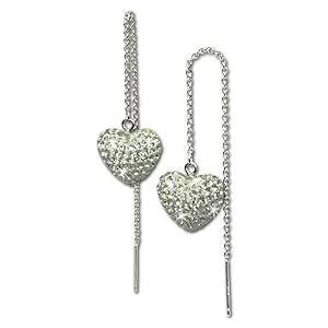 SilberDream scintillement bijoux - boucle d'oreilles coeur en argent 925 avec des cristaux Swarovski blanc - GSO211W