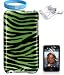Wall Charger for Ipod Touch 8G 16G 32GB 64GB + Green Zebra Snap On Case for Itouch 2g and 3g + Scree