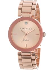 Anne Klein Womens AK/1362RGRG Rose Gold-Tone Diamond-Accented Bracelet Watch