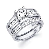  : 1/2ct Diamond 18k White Gold Engagement Wedding Ring Band Set -1ct Center Stone Not Included