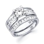 Size- 5.5 - 1/2ct Diamond 14k White Gold Engagement Wedding Ring Band Set -1ct Center Stone Not Included