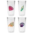 Caribbean Shells 12 oz Slimline Insulated Beverage Tumblers Set, Clear (4 designs)