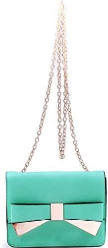 Dasein Gold-Tone Chain Strap Bow Crossbody Messegger Mini Bag - Coral