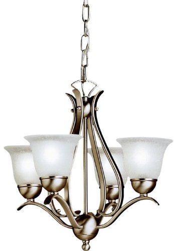 Kichler 2019NI Dover 4LT Mini-Chandelier, Brushed Nickel Finish with Etched Seeded Glass