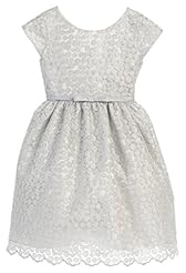 Girls  Metallic/Polyester/Satin Polka Dot Print  Dress With a Bow(s) and a Sash 