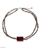 Pearl and agate beaded necklace, 'Warmth'