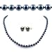 Jewelry : AAA Quality 18 Inch Round 6-6.5mm Black Akoya SaltWater Cultured Pearl Necklace & Earrings Set