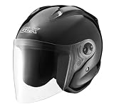 GLX Helmets Black Large Open Face Motorcycle Helmet