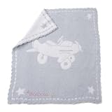Barefoot Dreams Scallop Cozychic Baby Receiving Blanket (airplane), Color: Blue/White