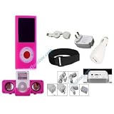 Cuffu iPod Nano 4 (4th Generation) Great Deal Combo Package Pink Skin Case Cover & Home Charger , Car Charger, Data Cable & Armband & Pink Ipod Speakr & Pink Earphone & FREE Screen Protector (8 in 1) in Only One LOWEST Shipping Rate $2.98 - Great Holiday Gift