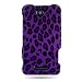 WIRELESS CENTRAL Brand Hard Snap-on Shield With BLACK PURPLE LEOPARD Design Faceplate Cover Sleeve Case for ZTE SCORE X500 (CRICKET)