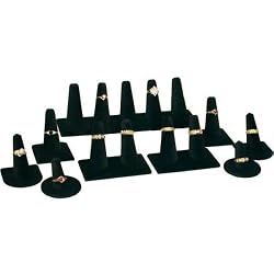 9 Black Velvet Ring Finger Jewelry Showcase Displays