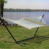 Special Offer with Pillow! Deluxe Cotton Rope Hammock and Taupe Pillow Combo by Captain's Line