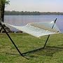 Special Offer with Pillow! Deluxe Cotton Rope Hammock and Taupe Pillow Combo by Captain's Line