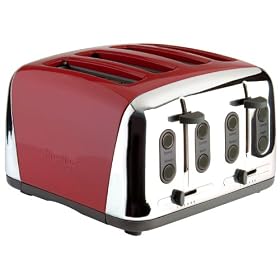 Prestige Deco Toaster, Red, 4 Slice