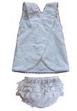 Infant Baby Girl Eyelet Criss-Cross Bloomer sleeveless Top & Bottom. White.