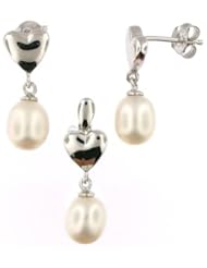 Sterling Silver and Freshwater Pearl Earring and Pendant Set