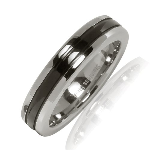 Bliss Republic Unisex-Ring Edelstahl schwarz Zirkonia wei&szlig; 53 60160062 Preisvergleich