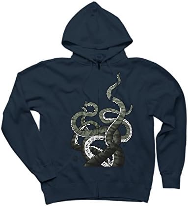 Octopus Tentacles Men's Large Navy Graphic Zip Hoodie - Design By Humans