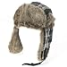 New Faux Fur Plaid Trooper Trapper Pilot Ski Hat Medium Large, Black