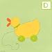 Green Frog Art 6X6 Canvas Gallery Wrapped Art, D Is For Duck