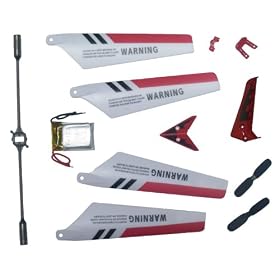 Full Replacement Parts Set for Syma S107 Rc Helicopter, Main Blades, Tail Decorations, Tail Props, Balance Bar,main Shaft, Battery -Red Set-: Toys &amp; Games