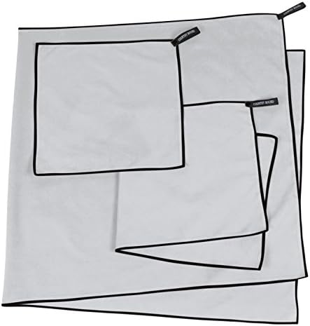 Microfiber Travel Towel Set (3 Towels) with Large 30 X 60" Body Towel | Ultra-absorbent, Antibacterial, Quick Dry Towel | High Quality Fast Drying Towels, Also Excellent Camping Towel. (Silver/Black)