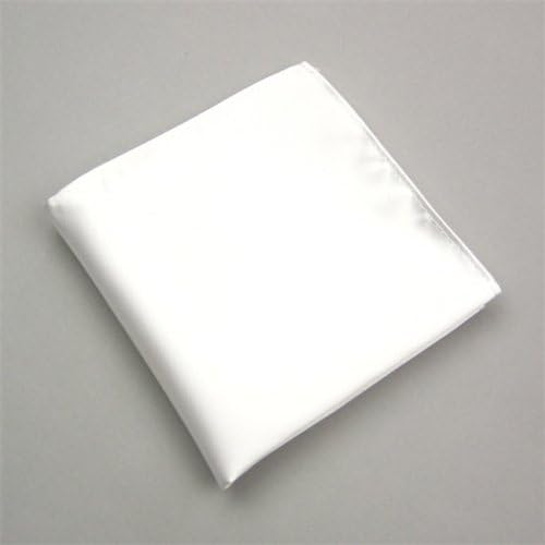 Men's Silk Satin Solid Color Pocket Square Hanky Hankerchief (White-1)