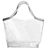 Large Clear Tote Bag with Silver Handles