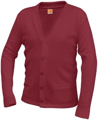 School Apparel Unisex Uniform Sweater Cardigan (7/8 Youth Small, Burgandy)